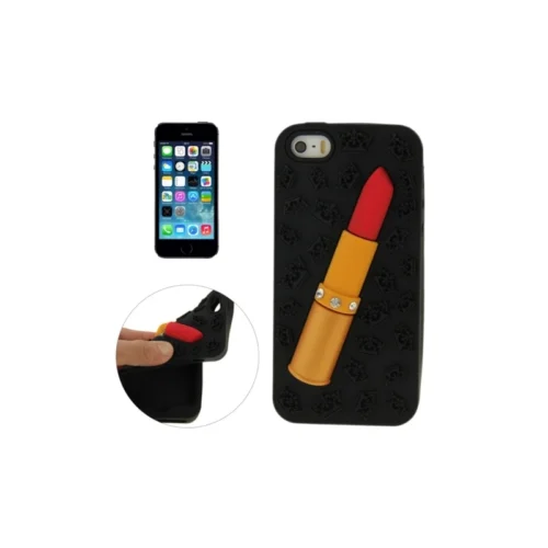Coque IPhone 5 / 5S / SE Silicone 3D Rouge à Lèvre – Noir -Atelier Mobile coque iphone 5 5s se silicone 3d rouge a levre noir 2