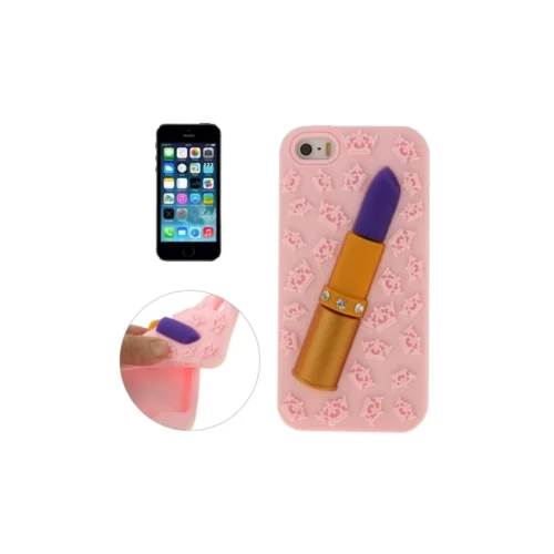 Coque IPhone 5 / 5S / SE Silicone 3D Rouge à Lèvre – Rose