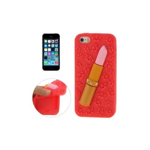 Coque IPhone 5 / 5S / SE Silicone 3D Rouge à Lèvre – Rouge