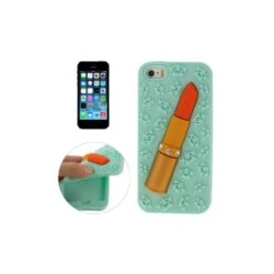 Coque IPhone 5 / 5S / SE Silicone 3D Rouge à Lèvre – Vert