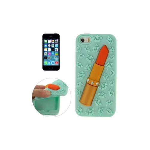 Coque IPhone 5 / 5S / SE Silicone 3D Rouge à Lèvre – Vert