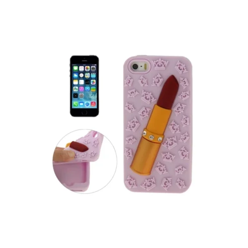 Coque IPhone 5 / 5S / SE Silicone 3D Rouge à Lèvre – Violet