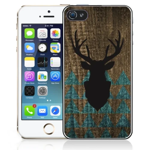 Coque IPhone 5 Et 5s Silhouette Cerfs Style Bois -Atelier Mobile coque iphone 5 5s silhouette cerfs style bois 2