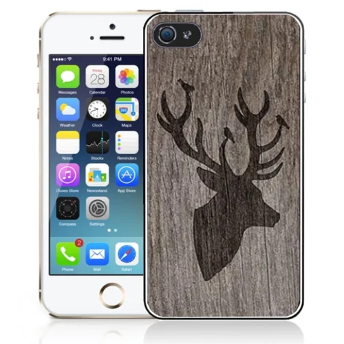 Coque IPhone 5 Et 5s Silhouette Cerfs Style Bois -Atelier Mobile coque iphone 5 5s silhouette cerfs style bois 3