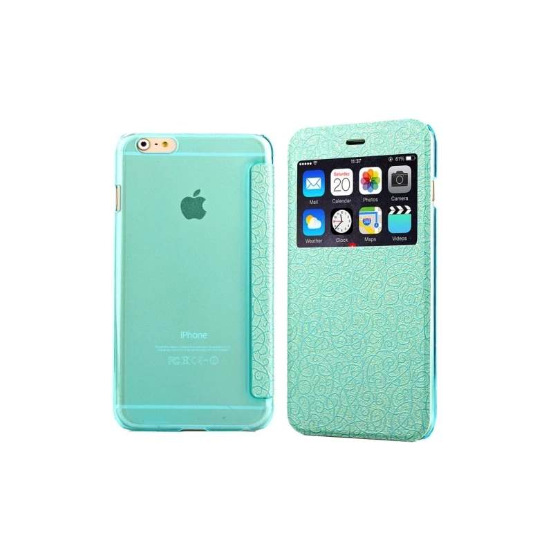 Coque IPhone 6 / 6S à Rabat Fenêtre Porte-cartes - Turquoise 1 Coque IPhone 6 / 6S à Rabat Fenêtre Porte-cartes - Turquoise