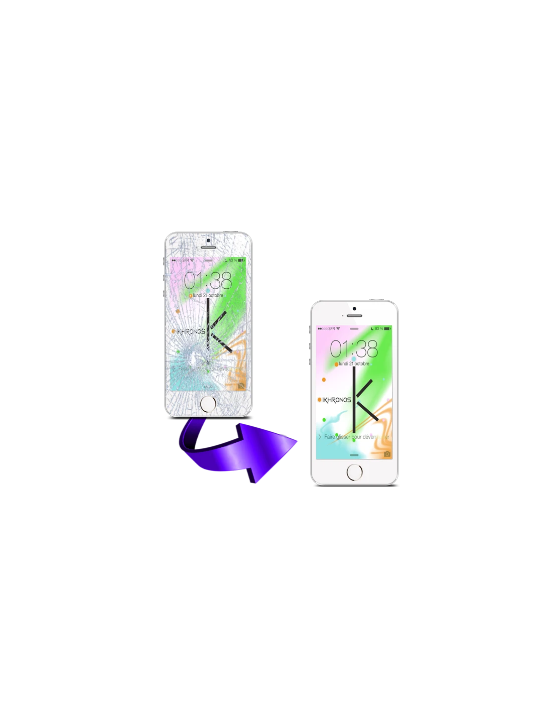 Forfait Réparation Remplacement écran IPhone 5S 1 Forfait Réparation Remplacement écran IPhone 5S