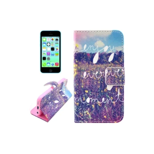 Housse IPhone 5C Rabat Porte-cartes Intégré Motif "enjoy Every Moment"
