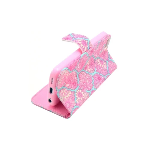 Housse IPhone 5C Rabat Porte-cartes Intégré Motif Floral - Rose / Bleu -Atelier Mobile housse iphone 5c rabat porte cartes integre motif floral rose bleu 3