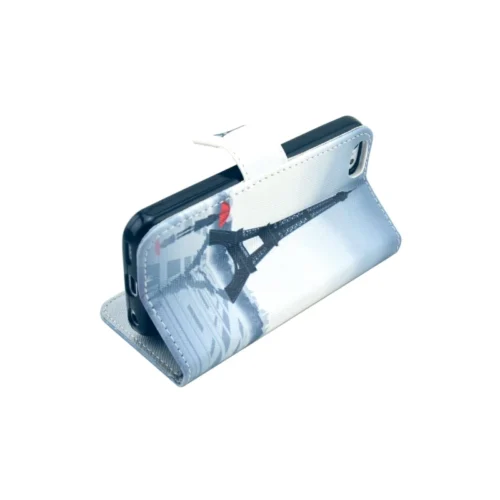 Housse IPhone 5C Rabat Porte-cartes Intégré Motif "paris" - Gris -Atelier Mobile housse iphone 5c rabat porte cartes integre motif paris gris 3