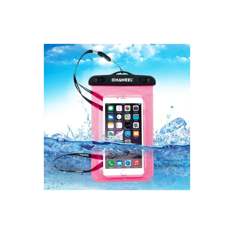 Housse Waterproof IPhone 5 / 5S / SE HAWEEL Transparente - Rose 1 Housse Waterproof IPhone 5 / 5S / SE HAWEEL Transparente - Rose